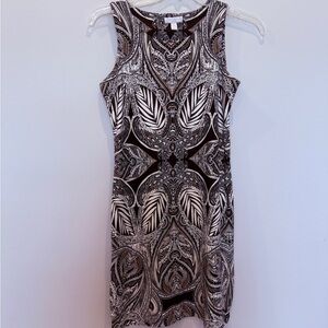 CHARTER CLUB Unique Brown Black Mini Petite Sleeveless Dress Sz PS Office AZ